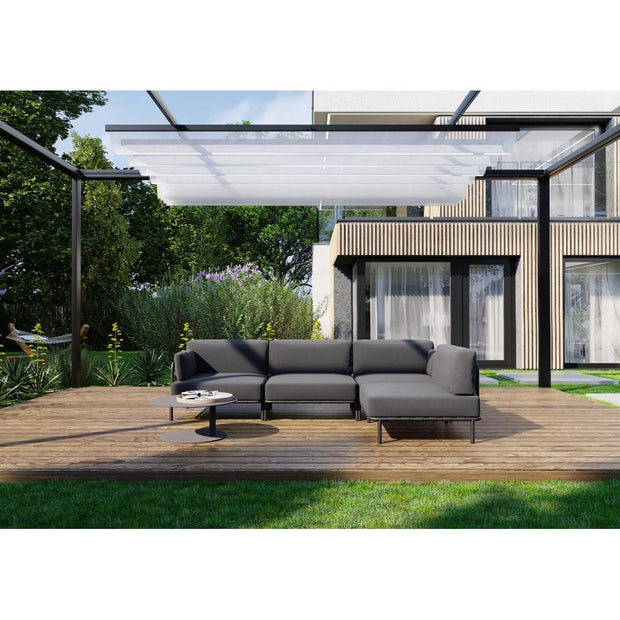 Coltar Modular pentru Gradina / Terasa, Tapitat cu Stofa, Salve Gri Inchis, l234xA156xH78 cm (1)