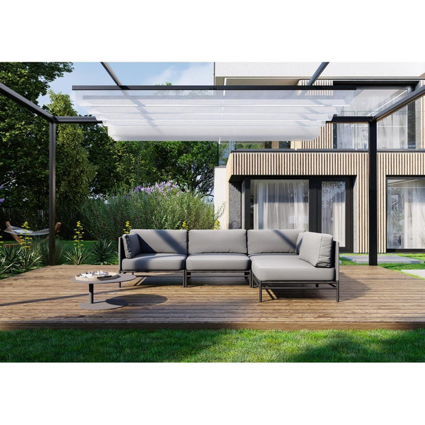 Coltar Modular pentru Gradina / Terasa, Tapitat cu Stofa, Salve Gri, l234xA156xH78 cm (2)