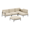 Coltar Modular pentru Gradina / Terasa, Tapitat cu Stofa + Taburet Inclus, Salve Bej, l234xA234xH78 cm