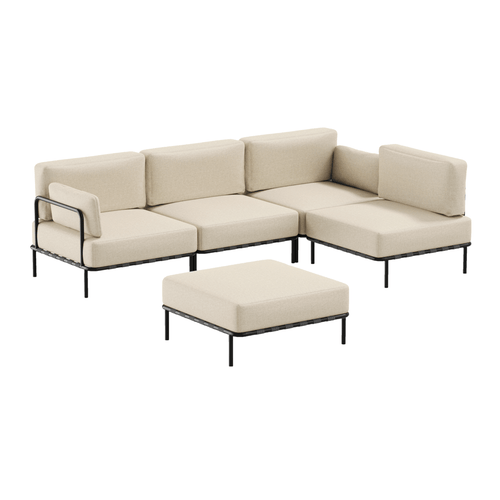 SIT SIT Coltar Modular pentru Gradina / Terasa, Tapitat cu Stofa + Taburet Inclus, Salve Bej, l234xA234xH78 cm