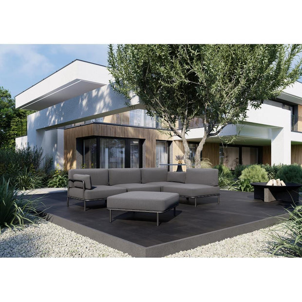 Coltar Modular pentru Gradina / Terasa, Tapitat cu Stofa + Taburet Inclus, Salve Gri Inchis, l234xA234xH78 cm (2)