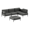 Coltar Modular pentru Gradina / Terasa, Tapitat cu Stofa + Taburet Inclus, Salve Gri Inchis, l234xA234xH78 cm (3)