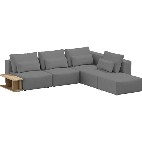 SIT SIT Coltar Modular, Sezlong Universal (pe Stanga sau pe Dreapta), Tapitat cu Stofa si Masa de cafea Inclusa, Riposo Ottimo Gri, l290xA265xH85 cm