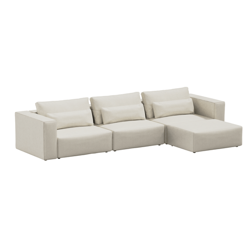 SIT SIT Coltar Modular, Sezlong Universal (pe Stanga sau pe Dreapta), Tapitat cu Stofa si Taburet Inclus, Riposo Grande Bej, l375xA185xH85 cm