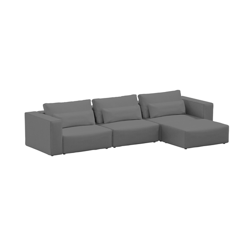 SIT SIT Coltar Modular, Sezlong Universal (pe Stanga sau pe Dreapta), Tapitat cu Stofa si Taburet Inclus, Riposo Grande Gri, l375xA185xH85 cm