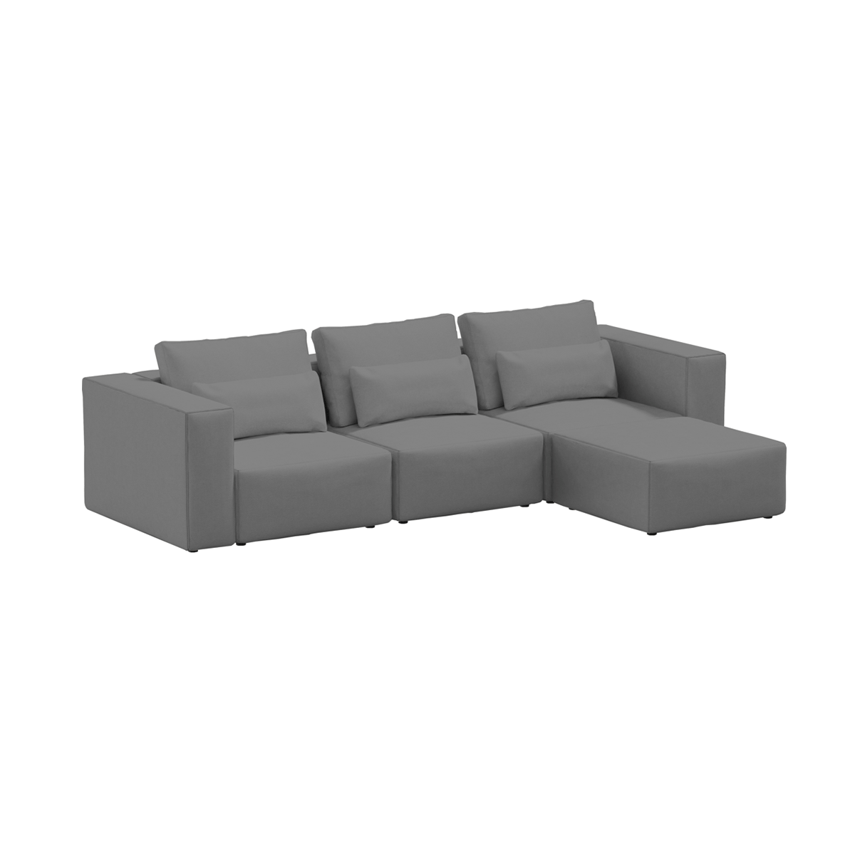 Coltar Modular, Sezlong Universal (pe Stanga sau pe Dreapta), Tapitat cu Stofa si Taburet Inclus, Riposo Ottimo Gri, l290xA185xH85 cm (2)