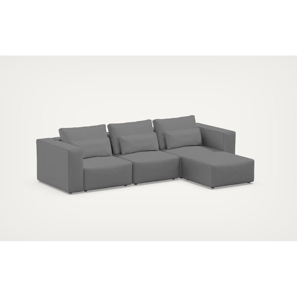 Coltar Modular, Sezlong Universal (pe Stanga sau pe Dreapta), Tapitat cu Stofa si Taburet Inclus, Riposo Ottimo Gri, l290xA185xH85 cm (3)