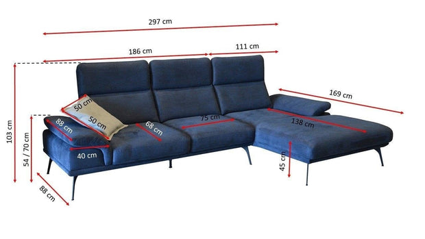 Coltar Mon Cart Fix cu Arcuri Ondulate si Spuma Poliuretanica, Sezlong pe Dreapta, Cotiere Reglabile, l297xA169xH103 cm (4)