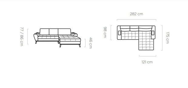 Coltar Nimbo Crown 01 Extensibil cu Arcuri Ondulate si Spuma Poliuretanica N30/N2444, Sezlong pe Stanga, Suprafata de Dormit 224x128 cm, tapitat cu Stofa Stain Protection, cu Lada de Depozitare, Perne Incluse, l282xA175xH86 cm (3)