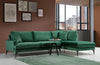 Coltar Papira Velvet Verde Fix cu Spuma Poliuretanica, Sezlong pe Dreapta, tapitat cu Stofa Easy Clean, Perne Incluse, l283xA180xH88 cm (1)