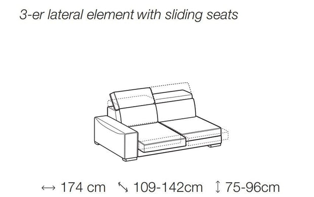 Coltar Robertos Fix cu Benzi Elastice si Spuma Poliuretanica, Sezlong pe Stanga, Sezut si Tetiere Reglabile, l275xA165xH75-96 cm (7)