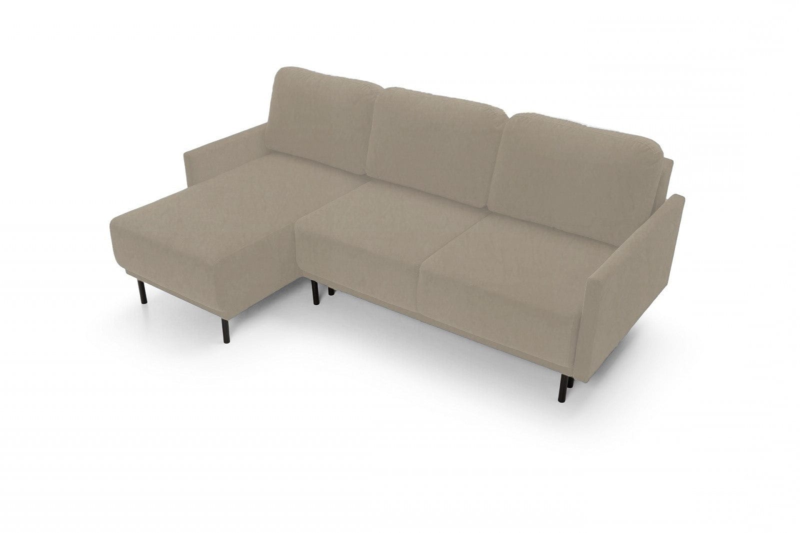 Coltar Solo Velvet Bej Extensibil, Sezlong Universal (pe Stanga sau pe Dreapta), tapitat cu Stofa, cu Lada de Depozitare, Perne Incluse, l212xA142xH87 cm (5)