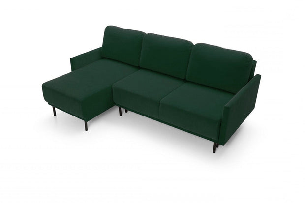 Coltar Solo Velvet Verde Extensibil, Sezlong Universal (pe Stanga sau pe Dreapta), tapitat cu Stofa, cu Lada de Depozitare, Perne Incluse, l212xA142xH87 cm (1)