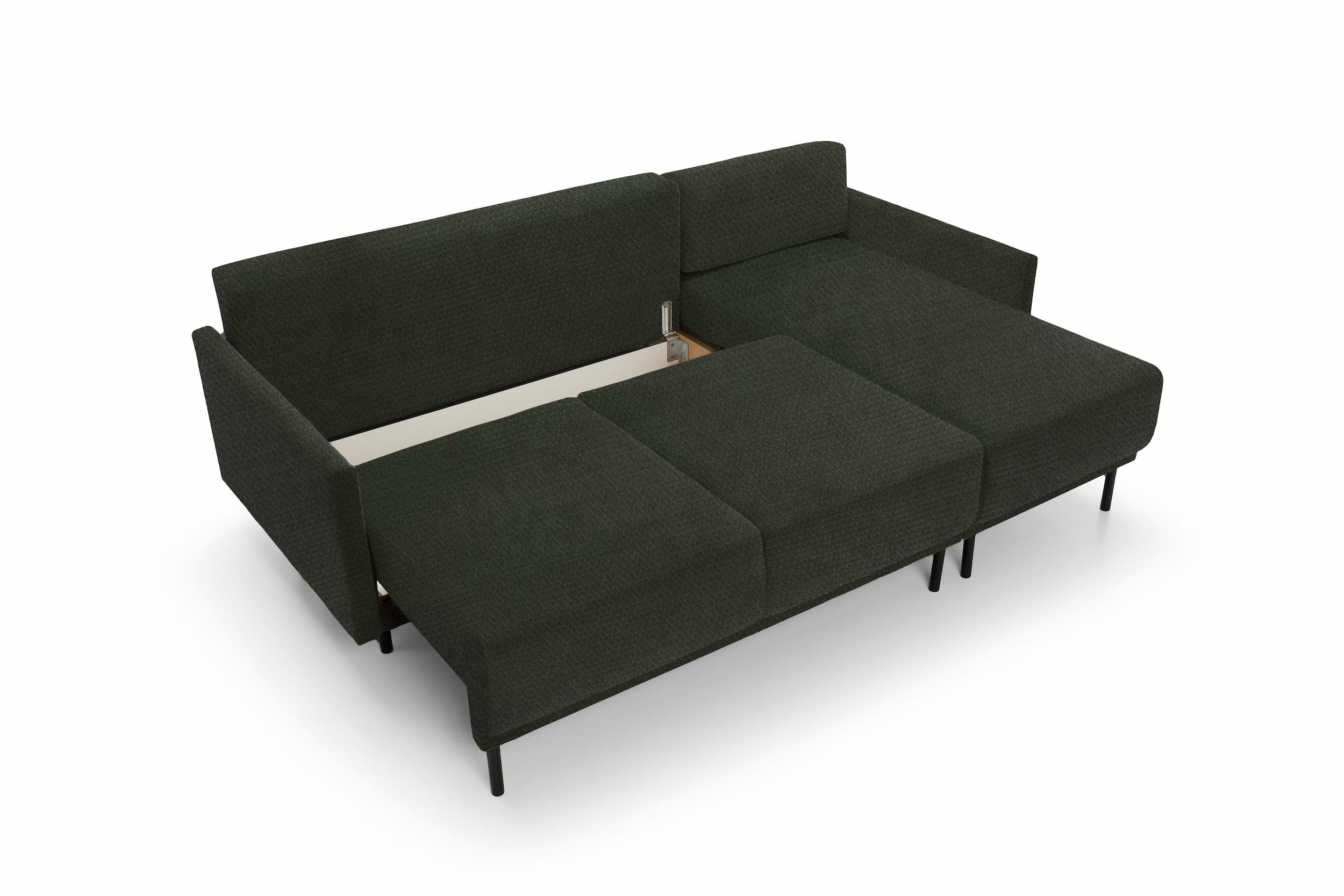 Coltar Solo Verde Olive Extensibil, Sezlong Universal (pe Stanga sau pe Dreapta), tapitat cu Stofa, cu Lada de Depozitare, Perne Incluse, l212xA142xH87 cm (5)