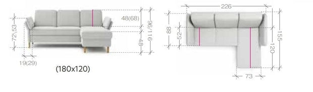 Coltar Sorimas Extensibil cu Arcuri Ondulate si Spuma Poliuretanica, Sezlong pe Stanga, Suprafata de Dormit 180x120 cm, cu Lada de Depozitare, Tetiera si Cotiere Reglabile, l226xA155xH96 cm (12)