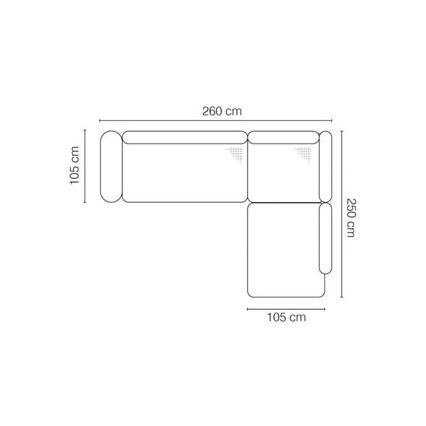 Coltar Zeustron XL Fix cu Arcuri Ondulate si Spuma Poliuretanica, Sezlong pe Stanga, l260xA250xH71 cm (7)