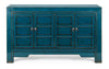 Comoda din lemn reciclat de ulm, cu 4 usi Jinan Albastru Antichizat, l133xA40xH82 cm - SomProduct Romania