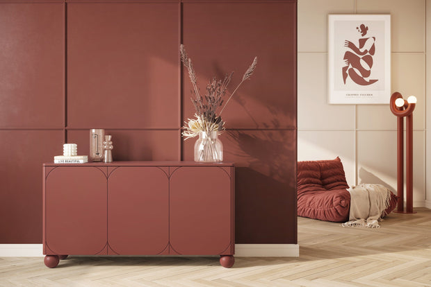 Bogart Comoda din MDF si lemn, cu 3 usi, Sonatia 150-3D Burgundy, l150xA45xH82 cm