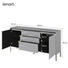 Lenart Comoda din MDF si metal, cu 3 sertare si 2 usi, cu LED inclus, Trend TR-01 V2 Gri / Negru, l166xA41xH83 cm