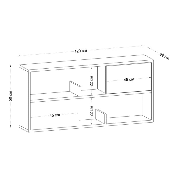 Comoda din pal, cu 2 usi, Forkis Alb, l120xA22xH50 cm (4)