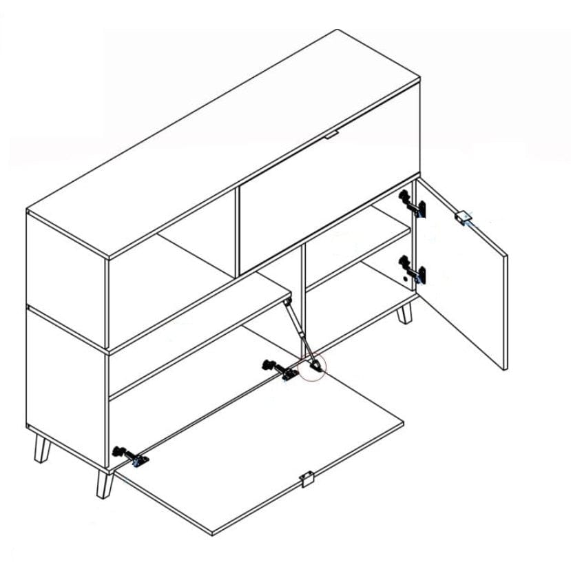 Comoda din pal cu 3 usi Netis KM-1 Stejar, l150xA45xH100 cm (2)