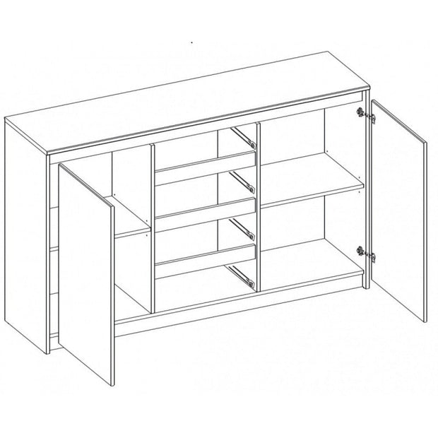 Comoda din pal, cu 4 sertare si 2 usi Venetia 06 Alb / Stejar Sonoma, l145xA38xH90 cm (7)