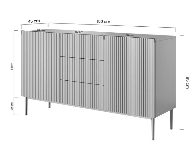 Comoda din pal, MDF si metal, cu 3 sertare si 2 usi, Nicole 150-2D3SZ Auriu, l150xA45xH85 cm (12)