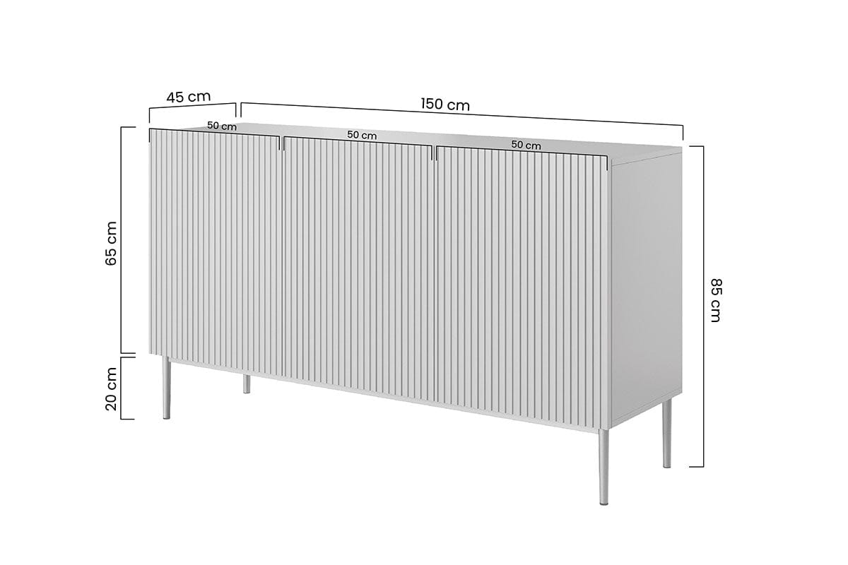 Comoda din pal, MDF si metal, cu 3 usi, Nicole 150-3D Auriu, l150xA45xH85 cm (10)