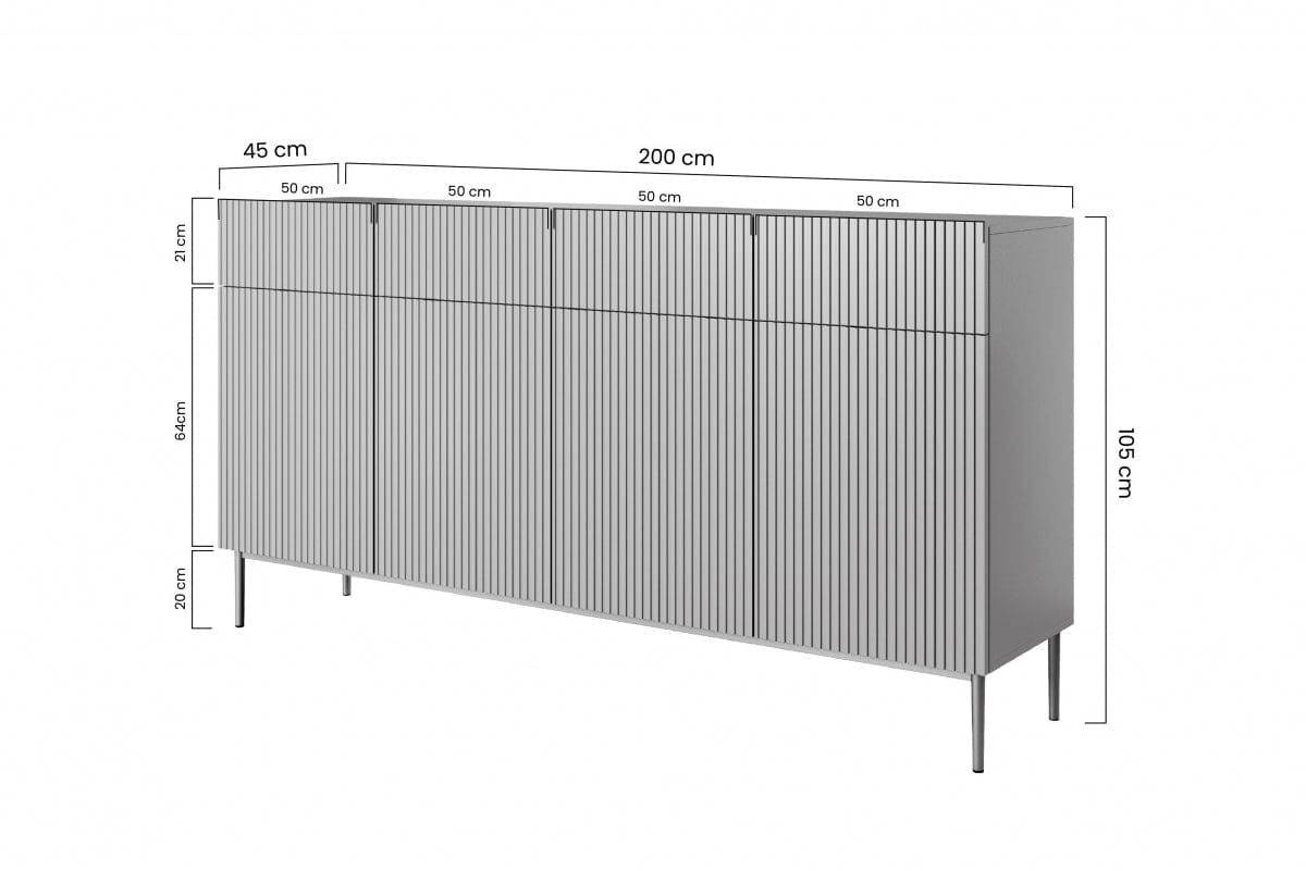 Comoda din pal, MDF si metal, cu 4 sertare si 4 usi, Nicole 200-4D4SZ Auriu, l200xA45xH105 cm (10)