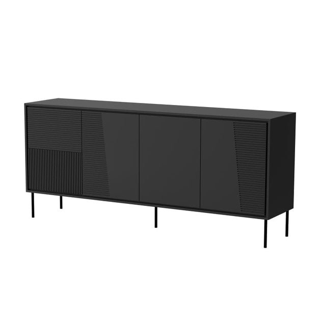 Comoda din pal, MDF si metal, cu 4 usi, Abi Negru, l200xA45xH88 cm (1)