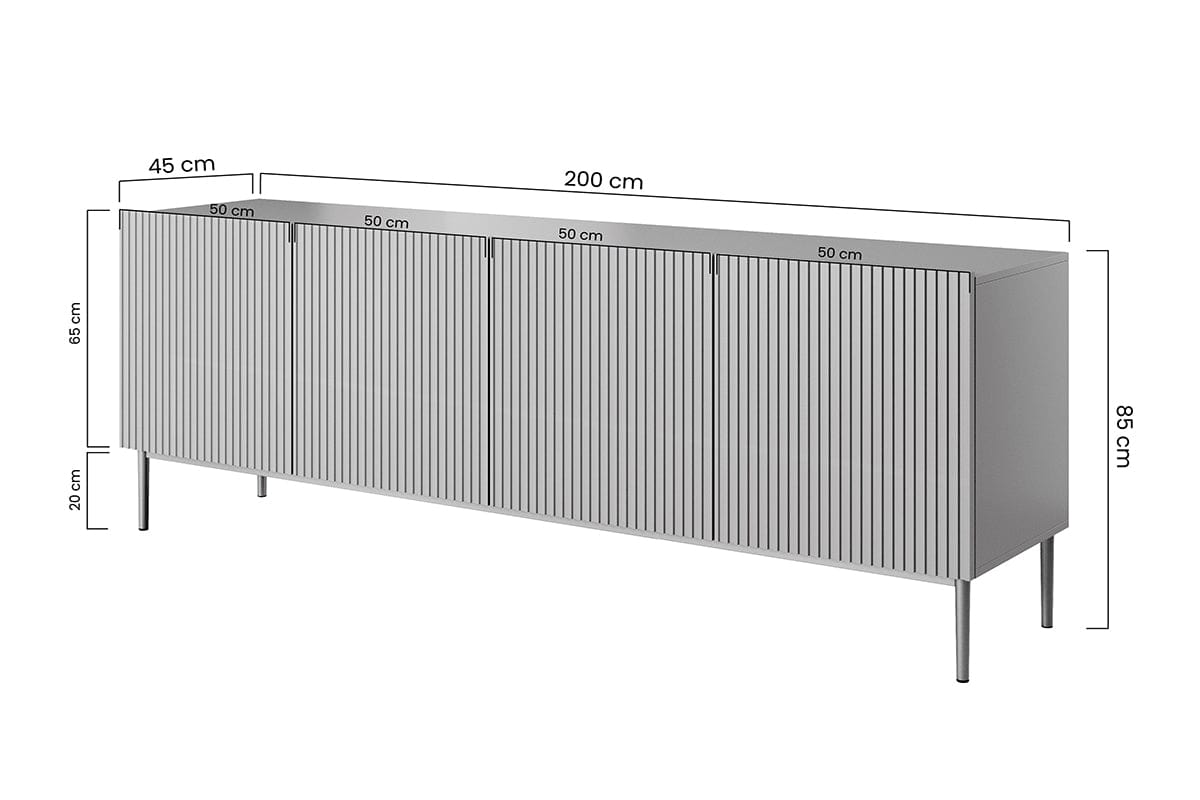 Comoda din pal, MDF si metal, cu 4 usi, Nicole 200-4D Auriu, l200xA45xH85 cm (12)