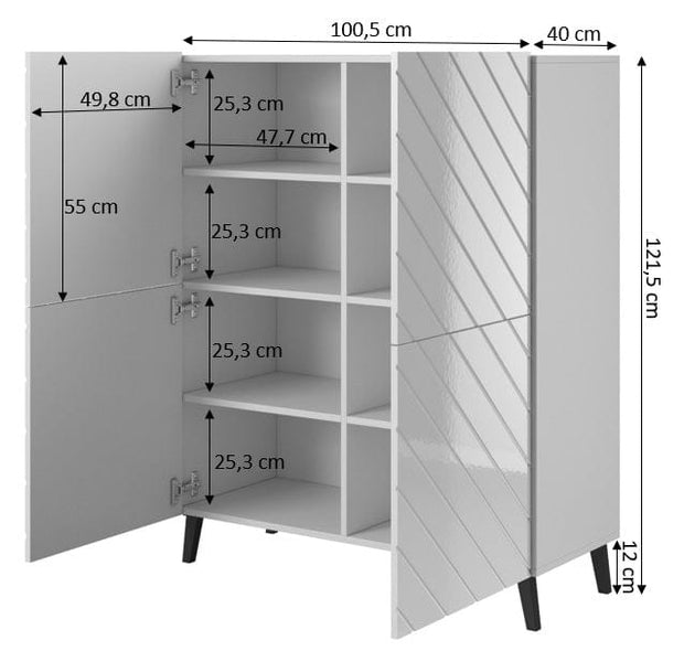 Comoda din pal, MDF si plastic, cu 4 usi, Abeto Negru, l100,5xA40xH121,5 cm (3)