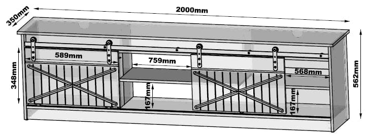 Comoda din pal si MDF, cu 2 usi, Granero Alb, l160xA35xH80 cm (6)