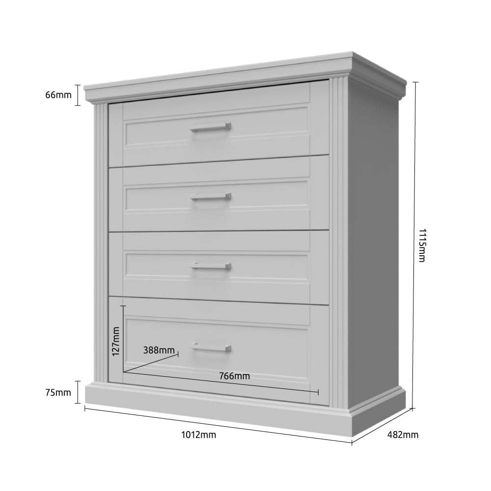 Comoda din pal si MDF, cu 4 sertare, Tara F4/TA Grafit / Nuc Pacific, l101xA48xH112 cm (3)