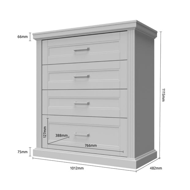 Comoda din pal si MDF, cu 4 sertare, Tara F4/TA Grafit / Nuc Pacific, l101xA48xH112 cm (3)