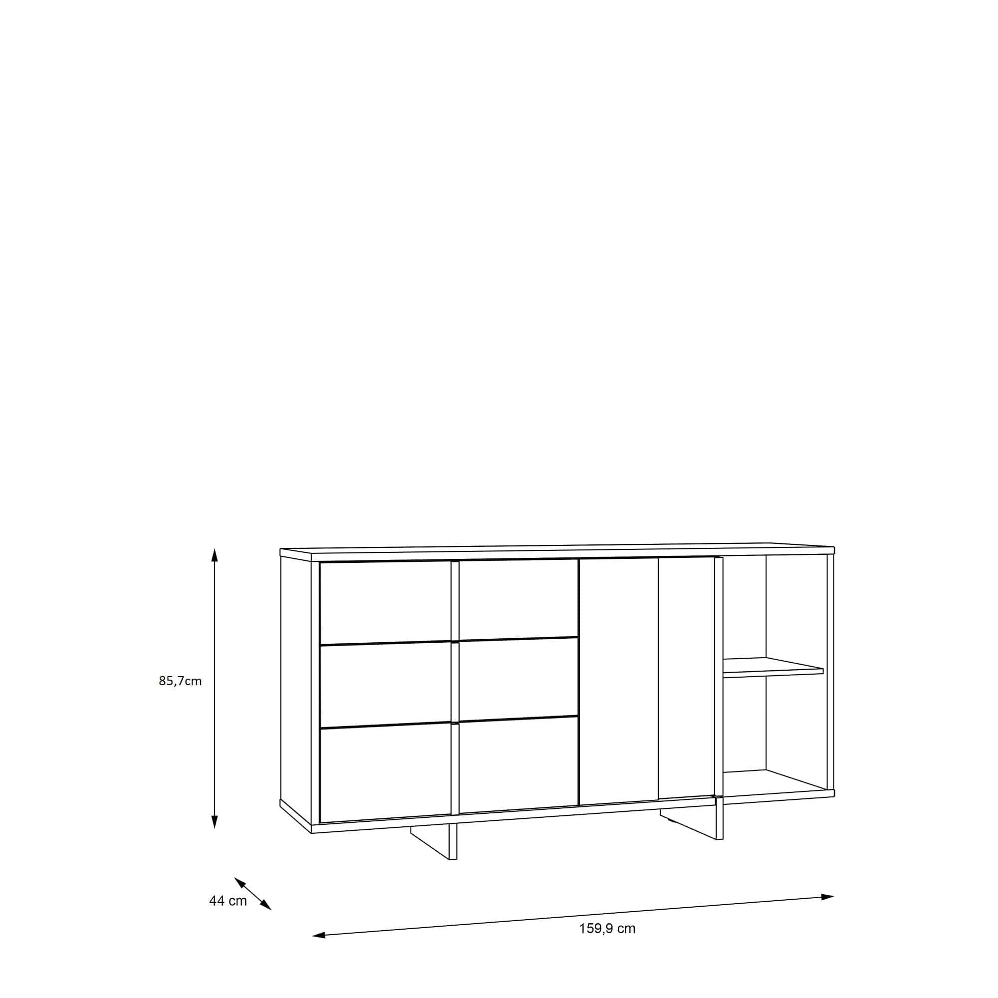 Comoda din pal si metal, cu 3 sertare si 1 usa, Jokkaz Stejar Flagstaff / Negru, l159,5xA44xH85,7 cm (7)