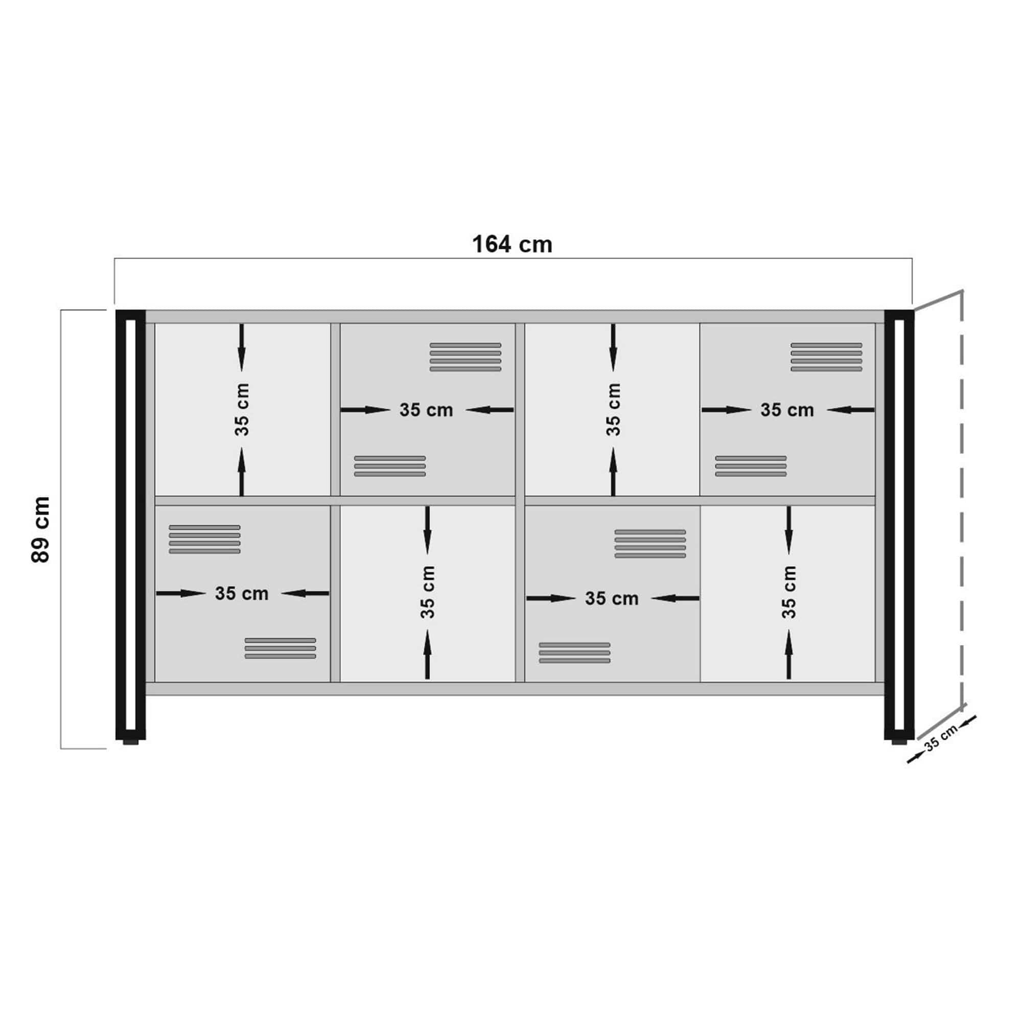 Comoda din pal si metal, cu 3 usi, Cosmo Matrix Pin Atlantic / Negru, l164xA35xH89 cm (6)