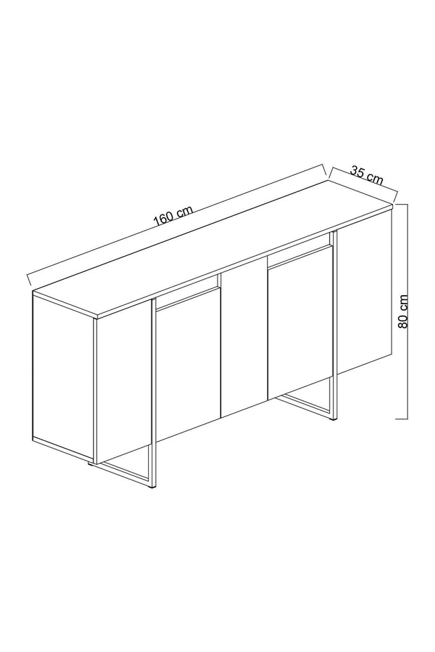 Comoda din pal si metal, cu 4 usi, Luxe Alb / Negru, l160xA35xH80 cm (5)