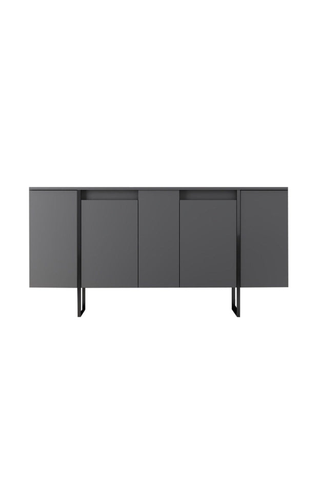 Comoda din pal si metal, cu 4 usi, Luxe Antracit / Negru, l160xA35xH80 cm (8)