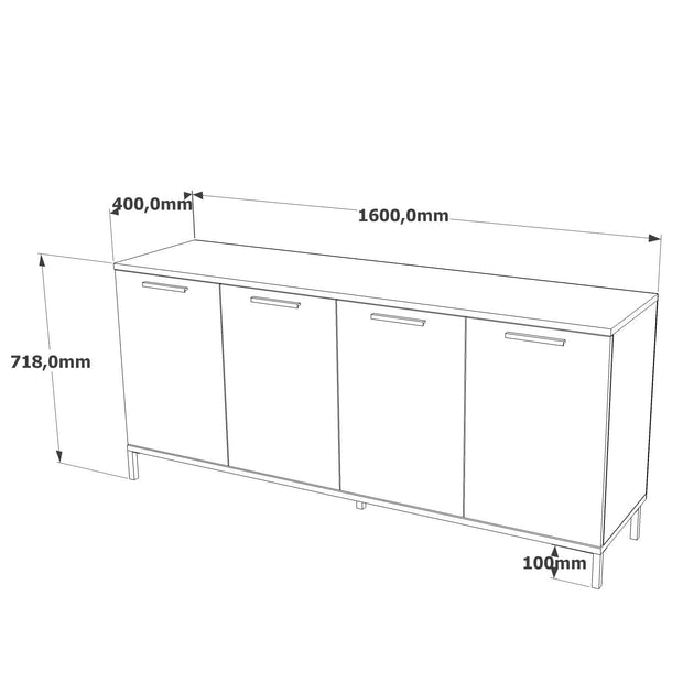 Comoda din pal si metal, cu 4 usi, Rela 4 Pin Atlantic / Negru, l160xA40xH71,8 cm (5)