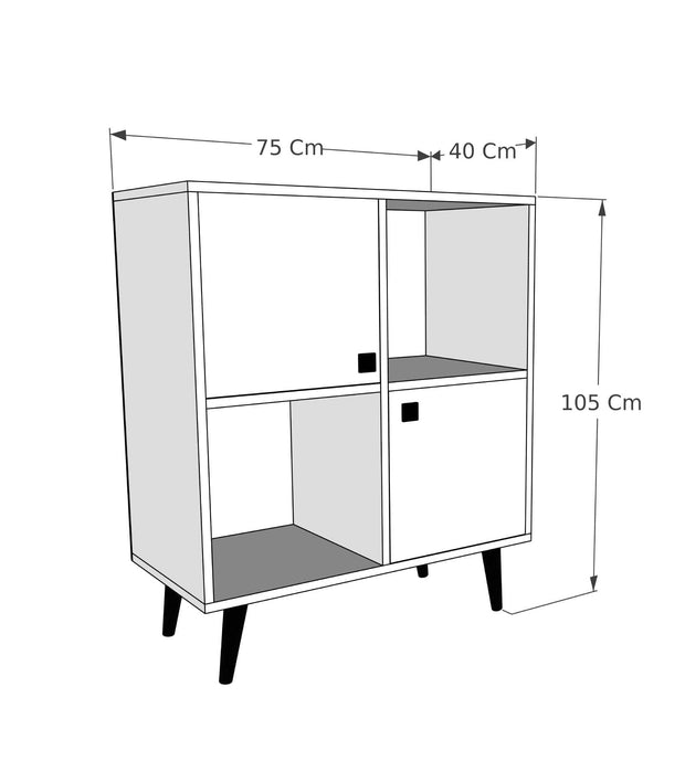 Comoda din pal si plastic, cu 2 usi, Balek Stejar / Negru, l75xA40xH105 cm (4)