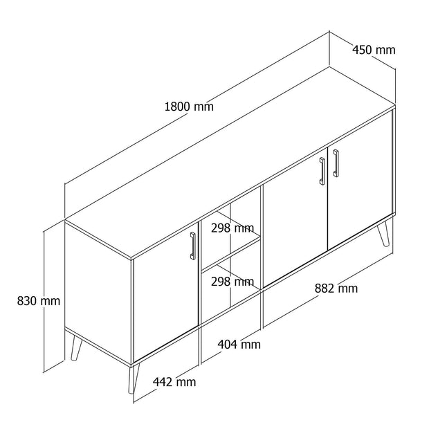 Comoda din pal si plastic, cu 3 usi, Exxen Antracit / Nuc, l180xA45xH80 cm (4)