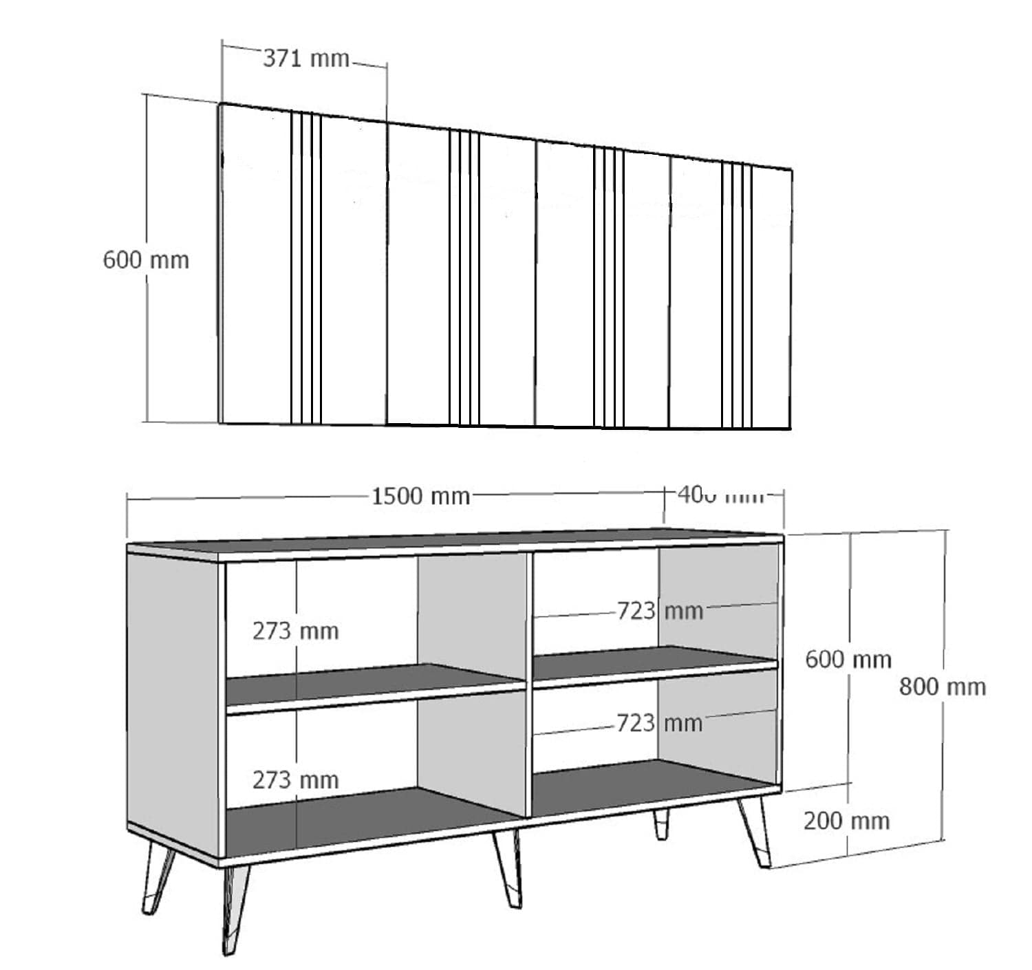 Comoda din pal si plastic, cu 4 usi, Asel Argintiu / Alb, l150xA40xH80 cm (8)