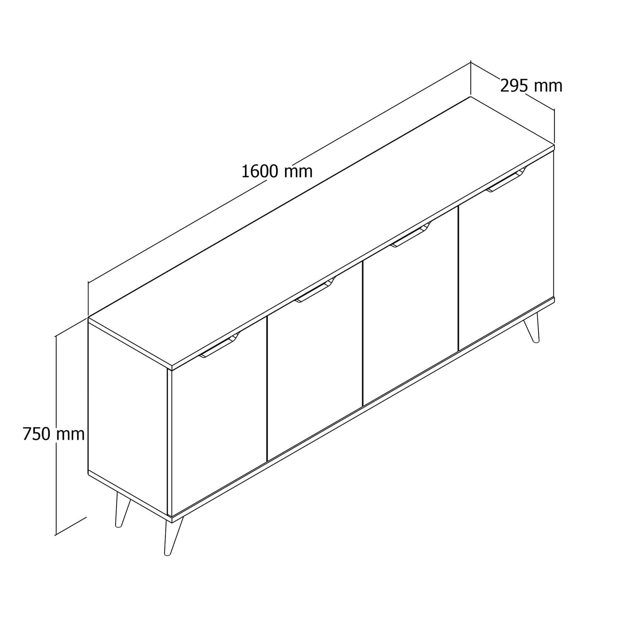 Comoda din pal si plastic, cu 4 usi, Balerin Alb / Nuc, l160xA29,5xH75 cm (3)