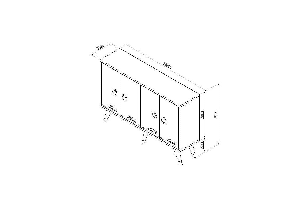 Comoda din pal si plastic, cu 4 usi, Eagle Alb, l120xA30xH80 cm (6)