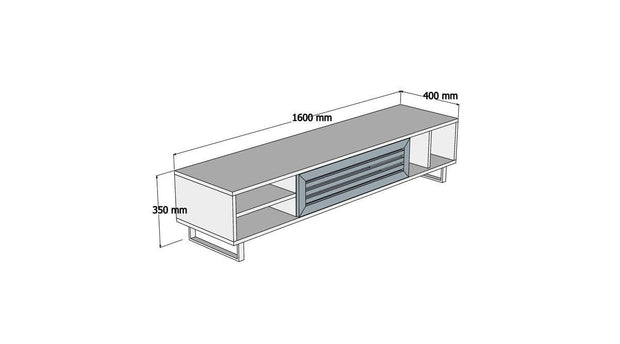 Comoda TV din lemn, cu 1 usa, Eray Nuc / Antracit, l160xA40xH35 cm (3)