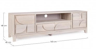 Comoda TV din lemn de mango, cu 2 sertare si 2 usi, Archita Natural, l160xA40xH48 cm (8)