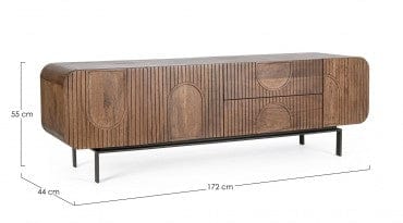 Comoda TV din lemn de mango, cu 2 sertare si 3 usi, Orissa Natural, l172xA44xH55 cm (10)