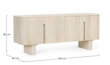 Comoda TV din lemn de mango, cu 4 usi, Serapis Natural, l140xA40xH58 cm (9)