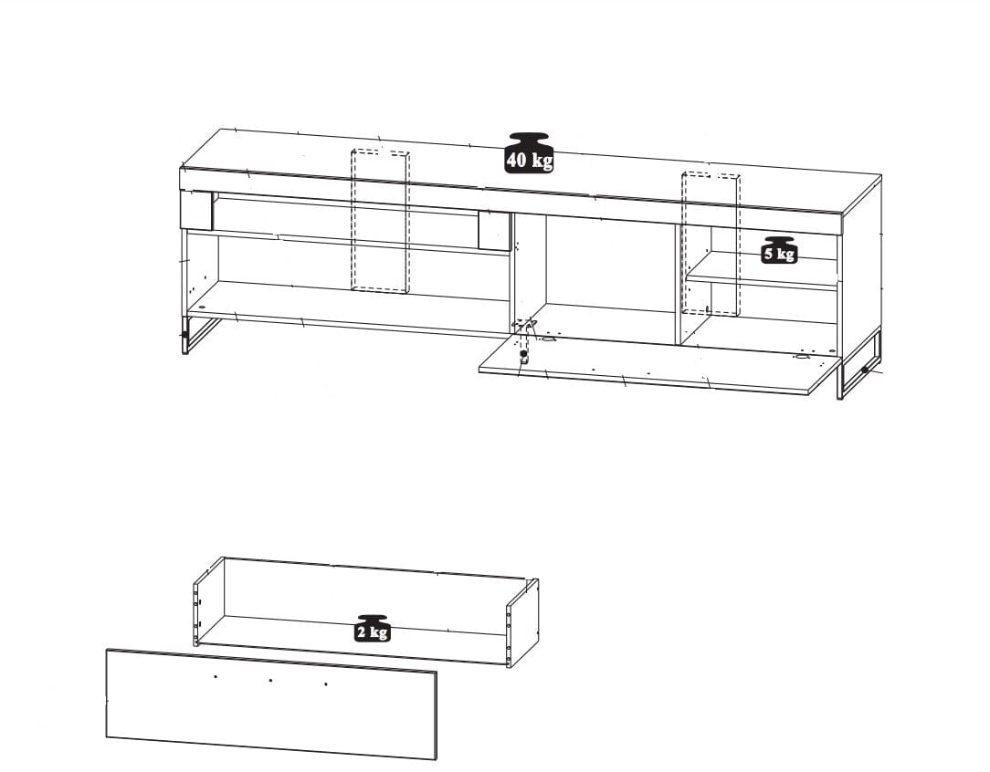 Innostyle Comoda TV din MDF, cu 1 sertar si 1 usa Loftis Grafit / Stejar, l192xA44xH55 cm